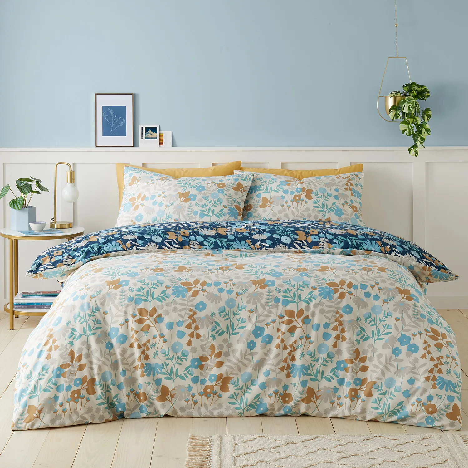 Posie Floral Double Bedding Set - Navy