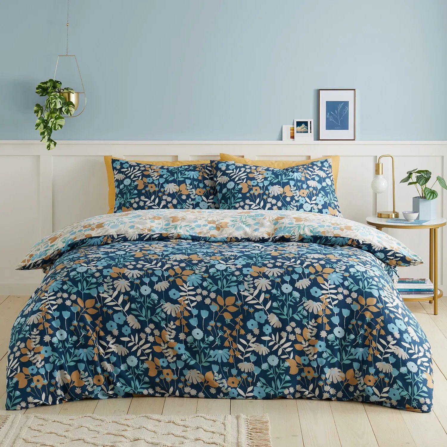 Posie Floral Single Bedding Set - Navy image