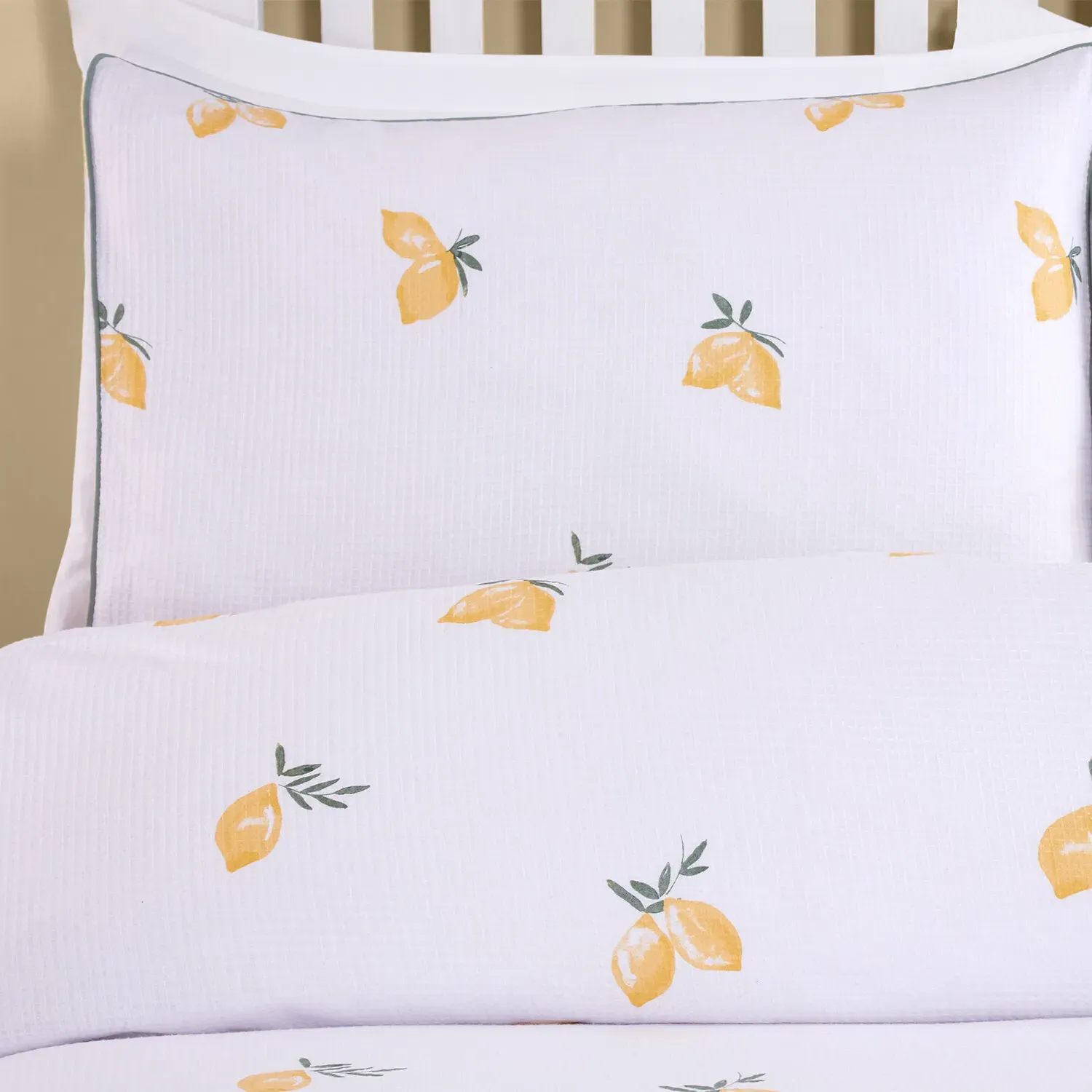 Positano Super King Waffle Duvet Set - White, Yellow
