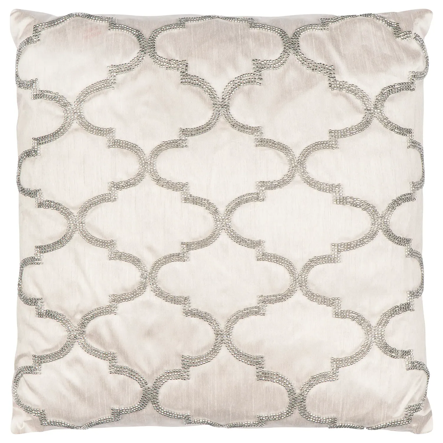 Quatrefoil Beaded Feather Filled Cushion