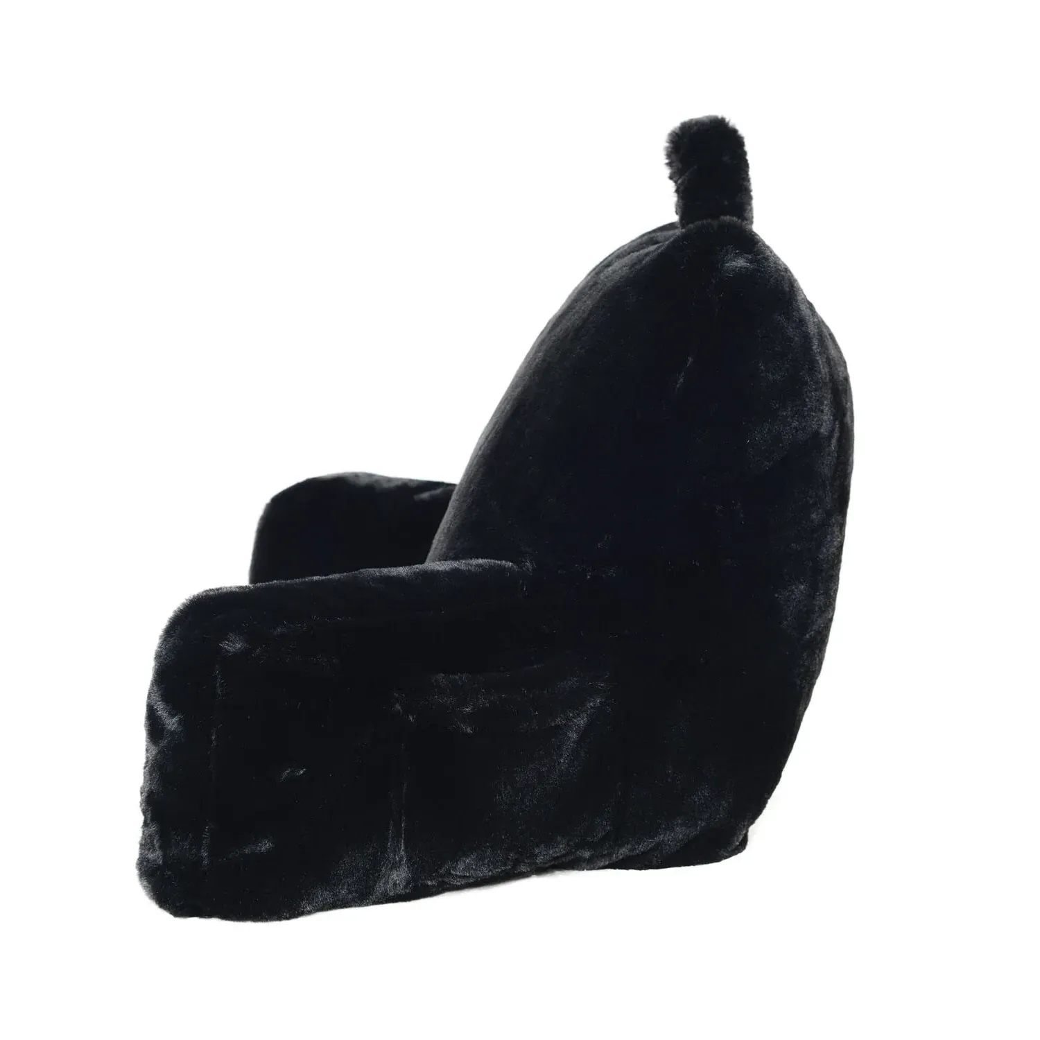 Rabbit Faux Fur Cuddle Chair with Side Pocket - Black