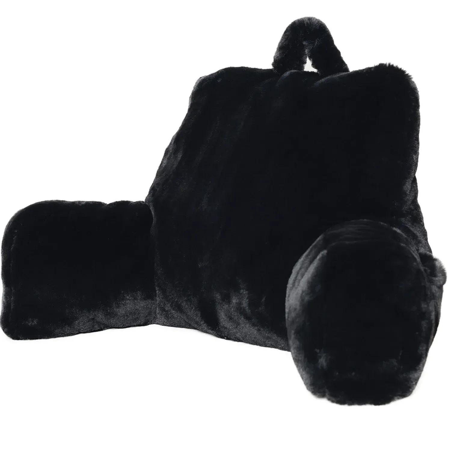 Rabbit Faux Fur Cuddle Chair with Side Pocket - Black