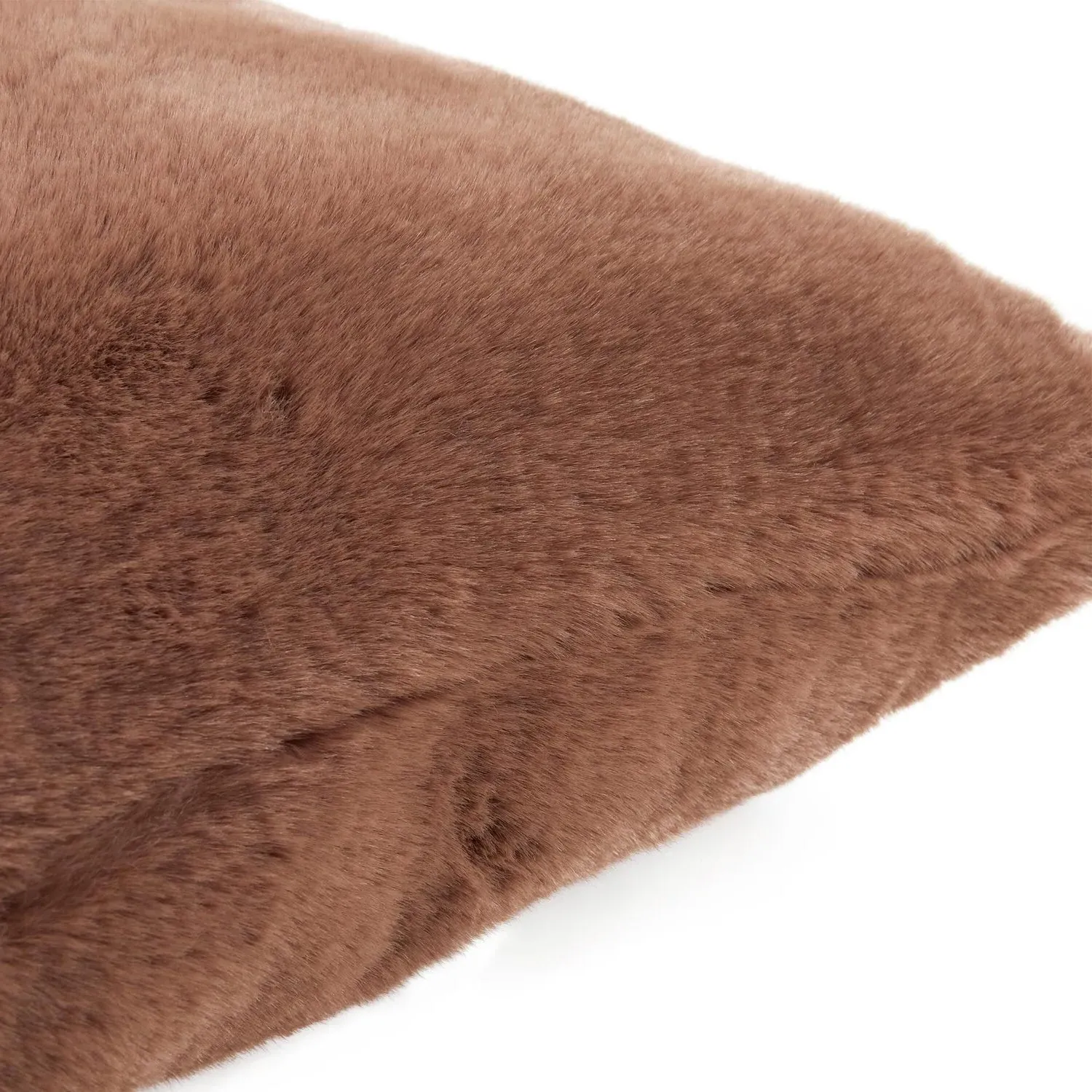 Rabbit Faux Fur Cushion - Mocha