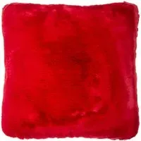 Rabbit Faux Fur Cushion - Red