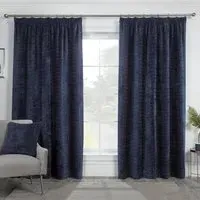 Rennes Chenille Taped Curtain 229 x 229cm - Navy