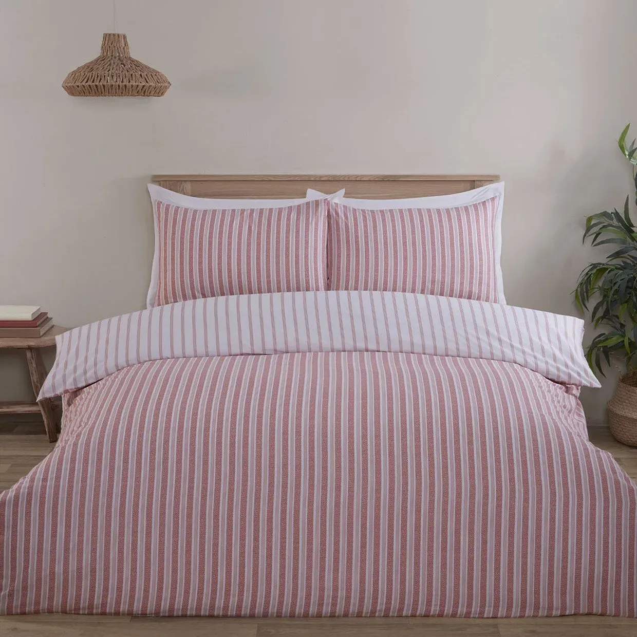 Rhodes King Size Stripe Duvet Set - Rust