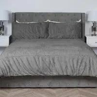 Ruched Faux Fur Double Duvet Set - Grey