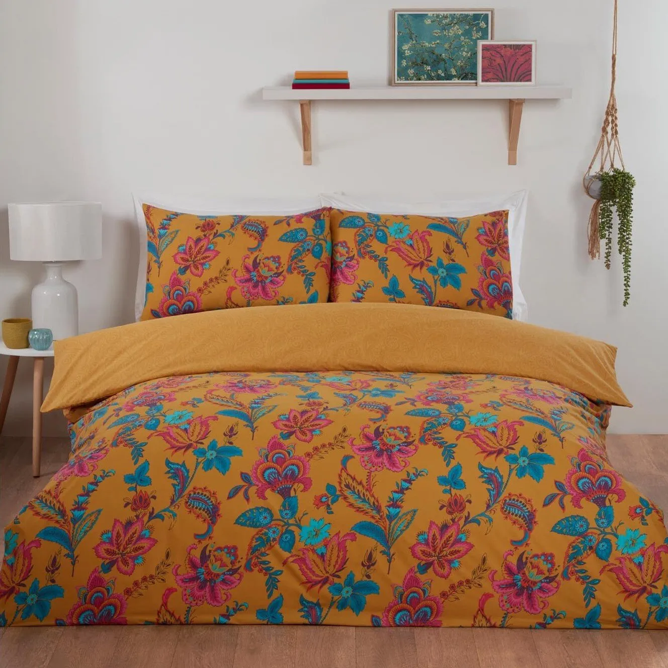 Safia King Size Duvet Cover Set - Ochre