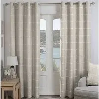 Salcombe Linen Check Curtains - Natural