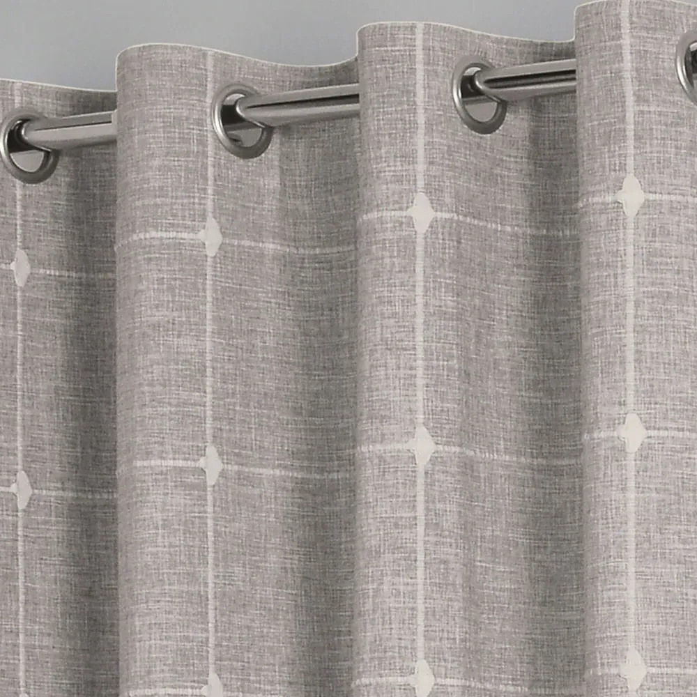 Salcombe Linen Check Eyelet Curtains - Natural