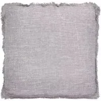 Salisbury Square Cushion with Frayed Trim - Grey, Boucle