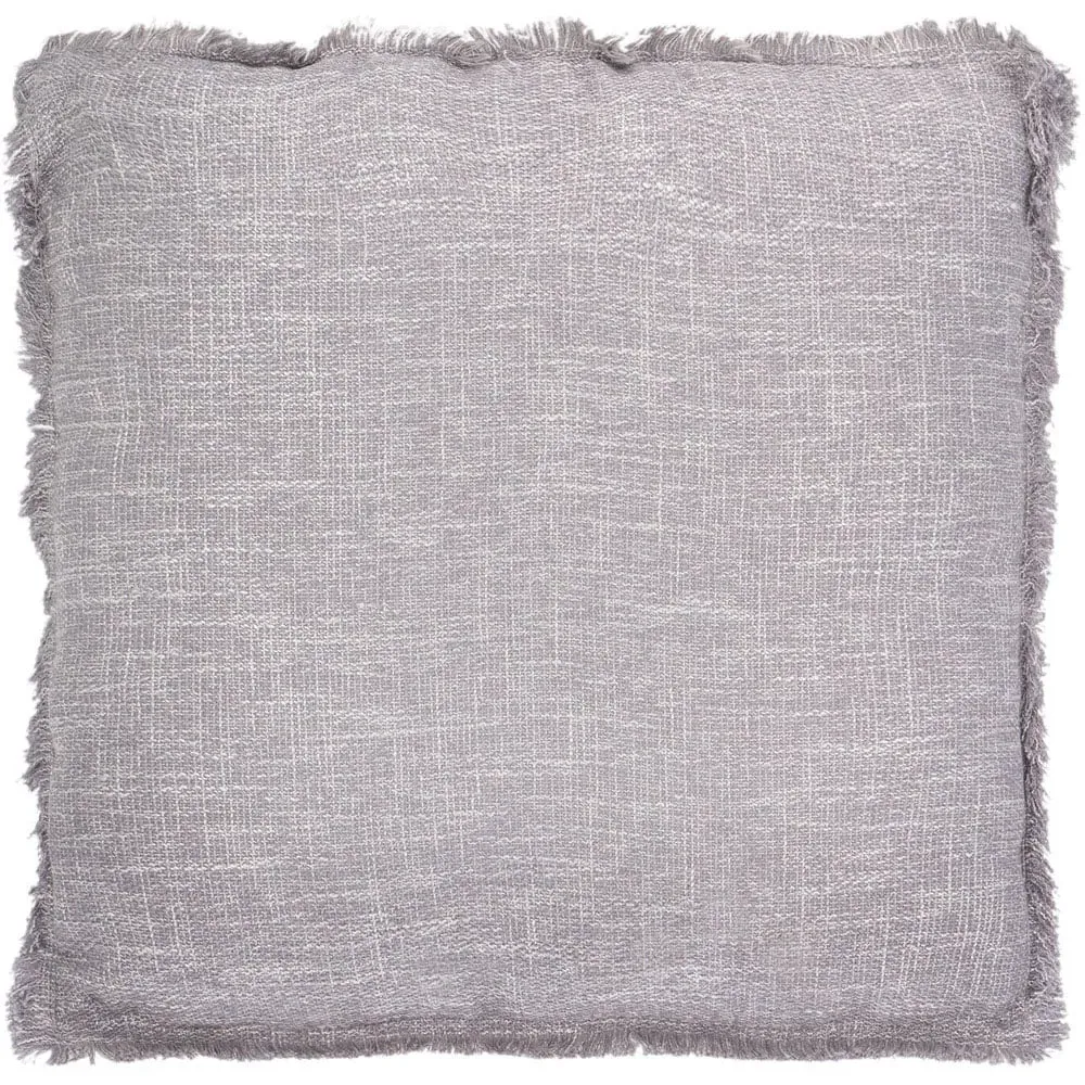 Salisbury Square Cushion with Frayed Trim - Grey, Boucle image