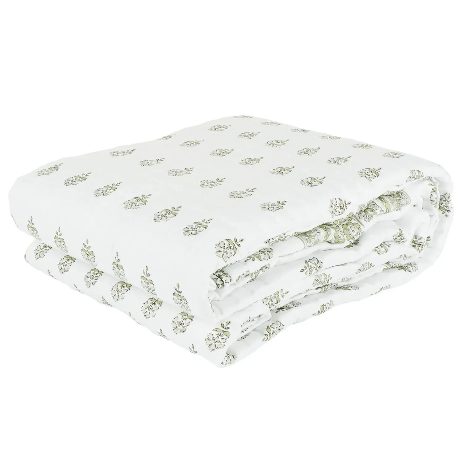Samaira Printed Bedspread - White, Sage image
