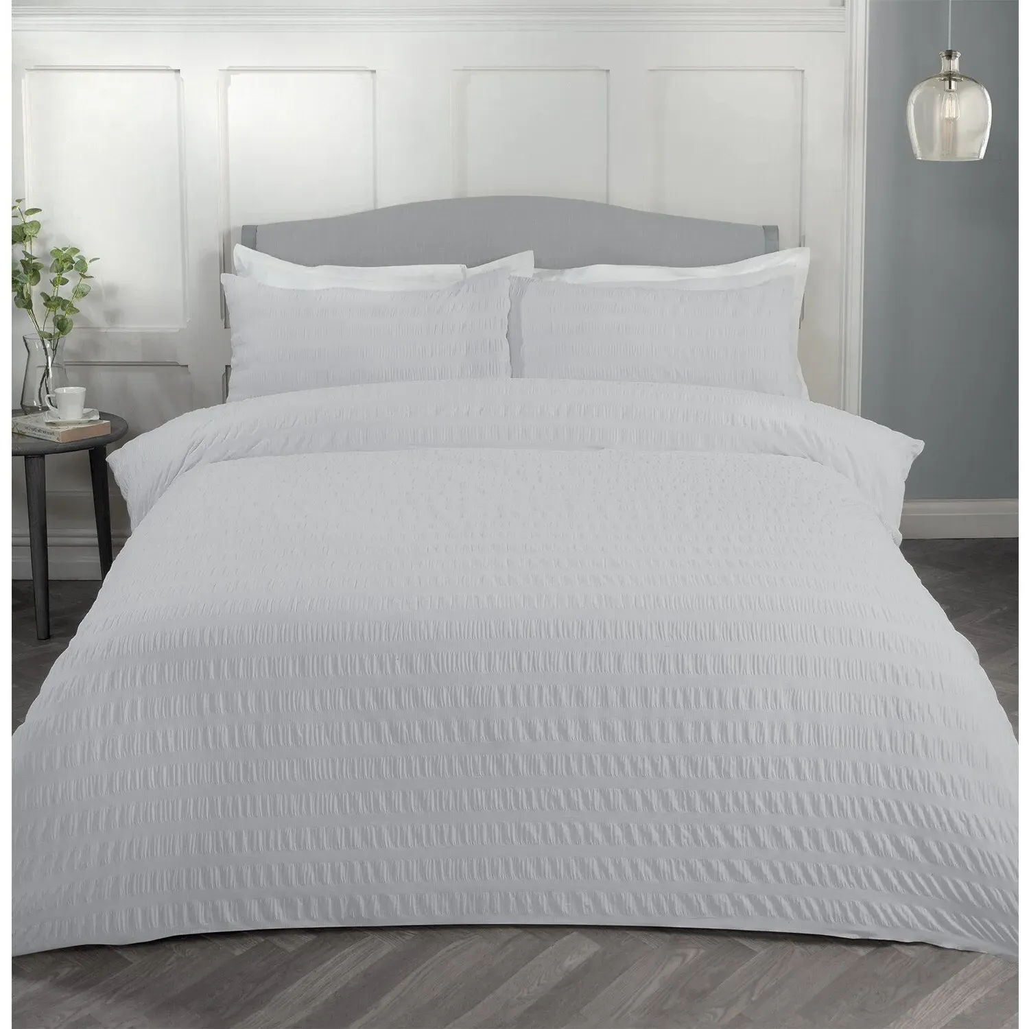 Seersucker Double Duvet Set - Silver
