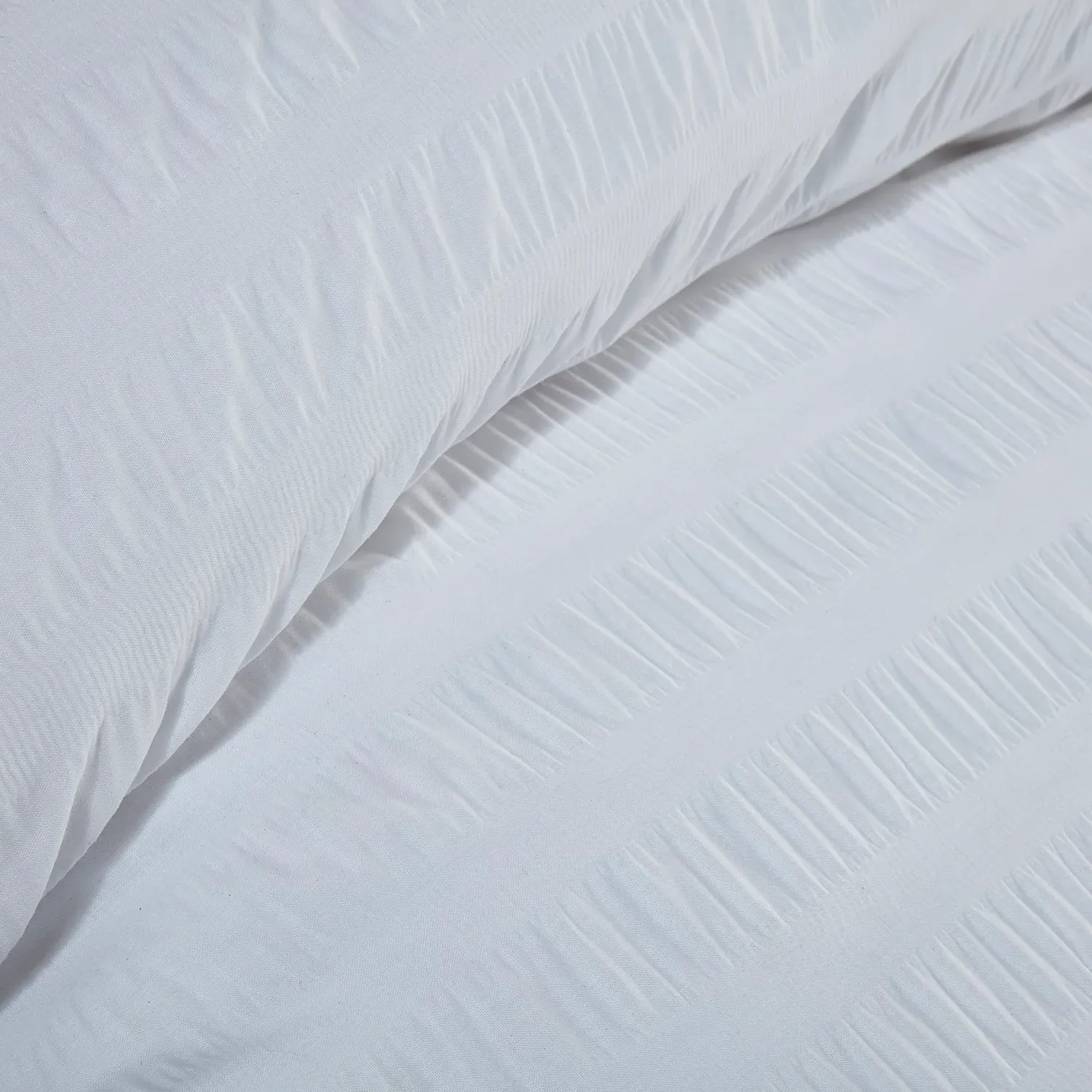 Seersucker Double Duvet Set - White