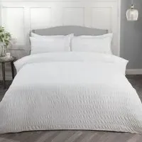 Seersucker King Size Duvet and Pillowcase Set - White