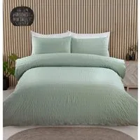 Seersucker King Size Duvet Set - Sage
