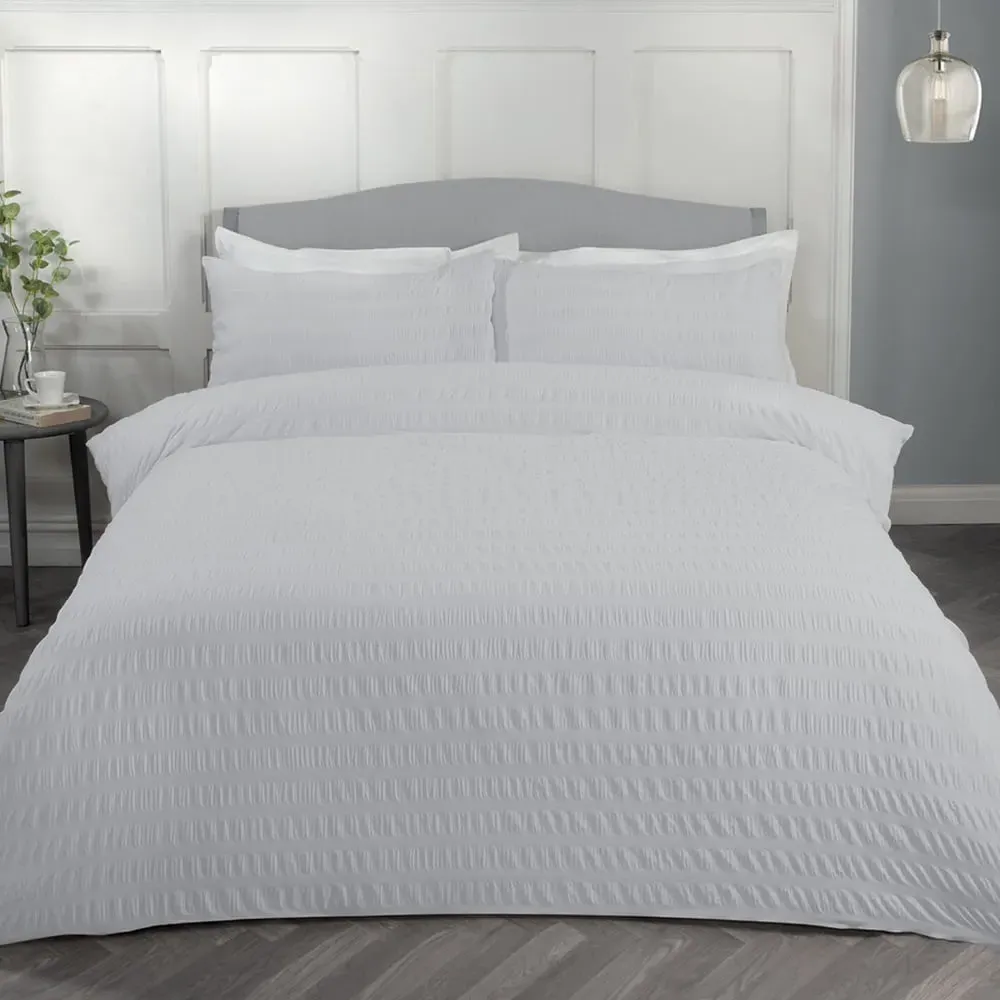 Seersucker King Size Duvet Set - Silver