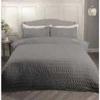 Seersucker Super King Duvet Set - Charcoal