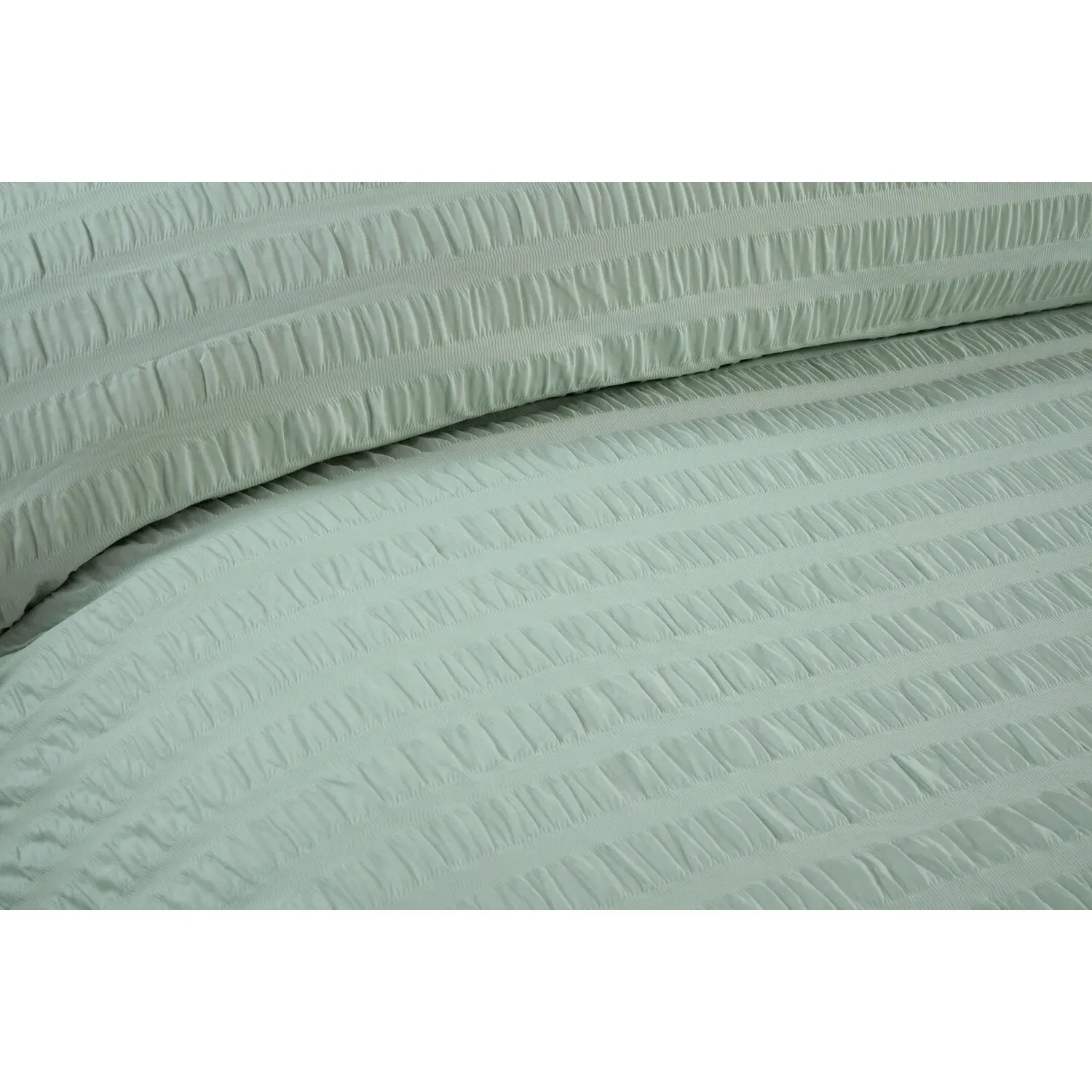 Seersucker Super King Duvet Set - Sage