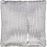 Selina Dotty Stripe Cushion - Silver, Velvet