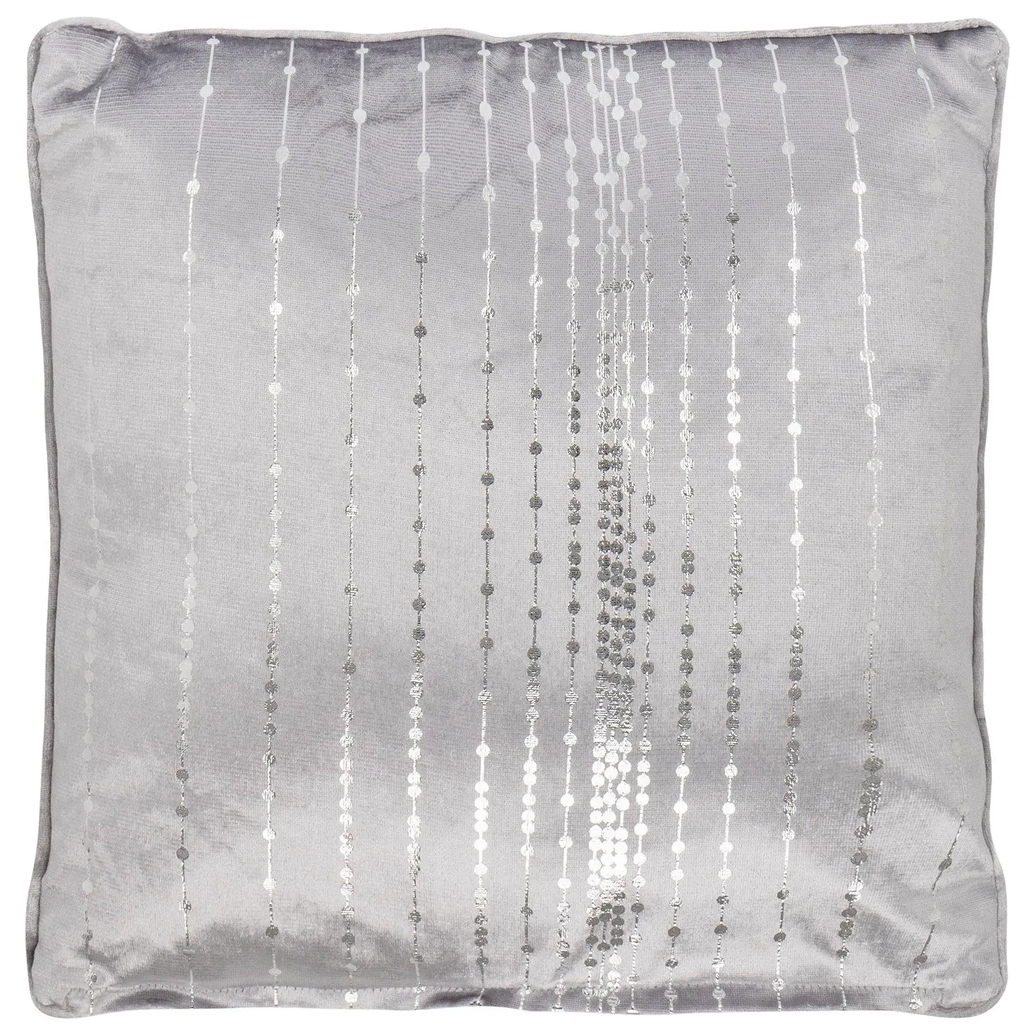 Selina Dotty Stripe Cushion - Silver, Velvet image