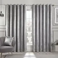 Selina Foil Dotty Stripe Eyelet Curtains - Silver, Velvet