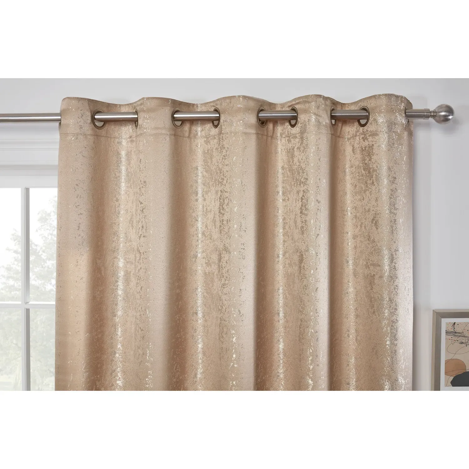 Serene Jacquard Eyelet Curtain - Champagne