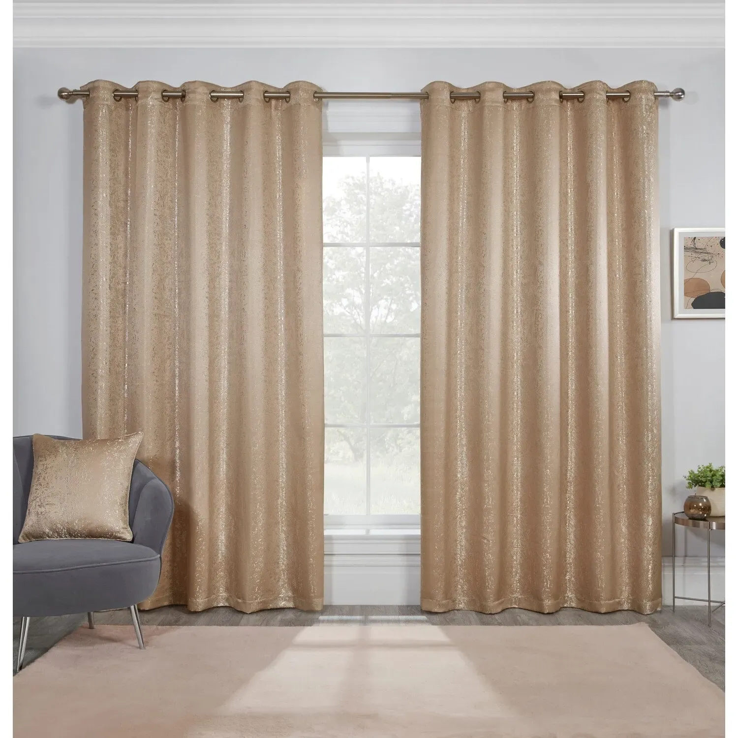 Serene Jacquard Eyelet Curtain - Champagne