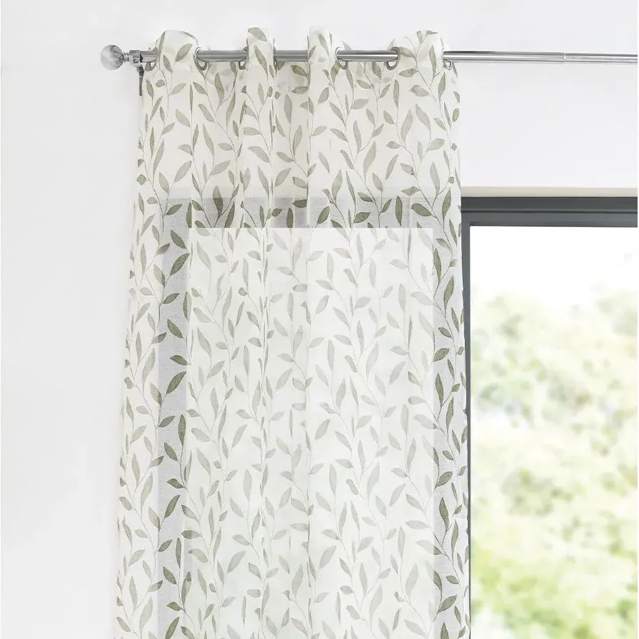 Serenity Leaf Voile Panel - Sage