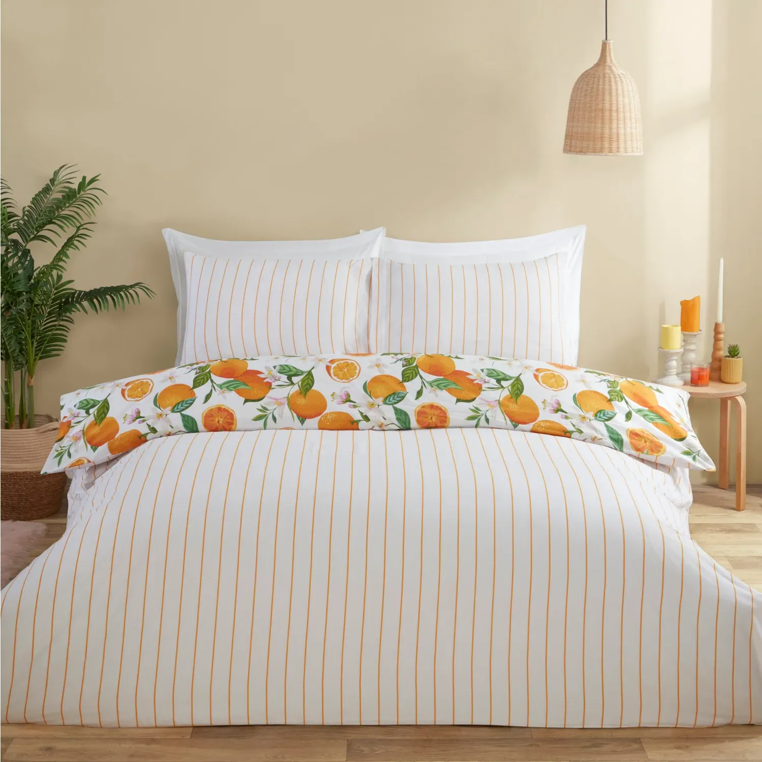 Seville Orange Duvet Set - White and Orange