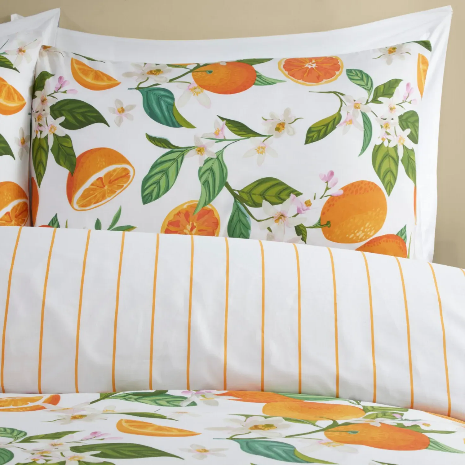 Seville Orange Duvet Set - White and Orange