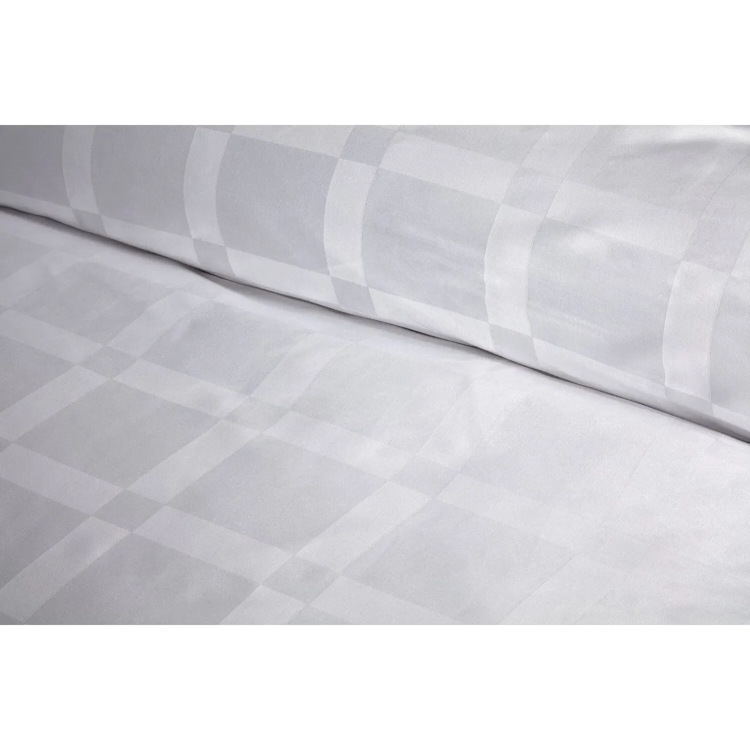 Sloane Check Double Duvet Cover Set - White, Cotton