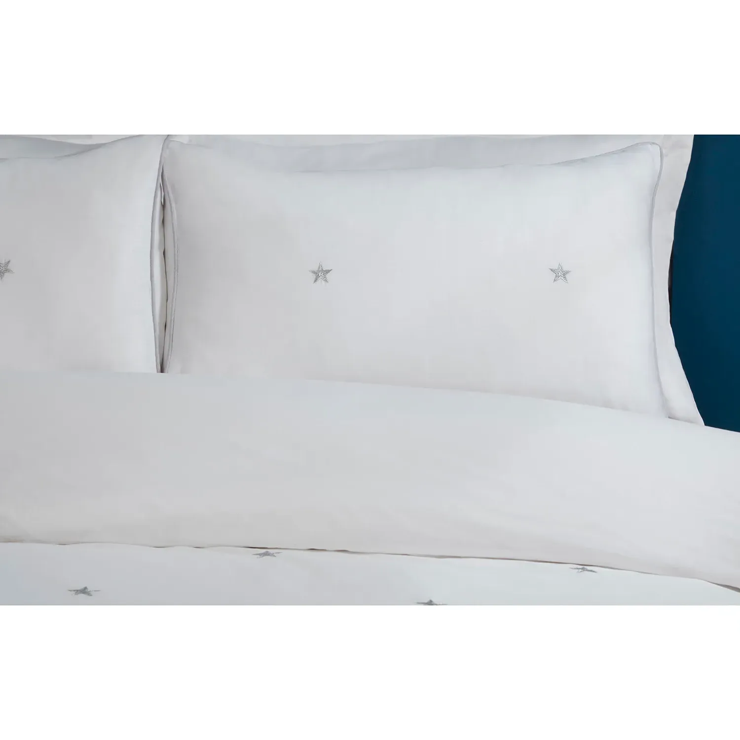 Stars Super King Duvet Cover and Pillowcase Set - White, Cotton