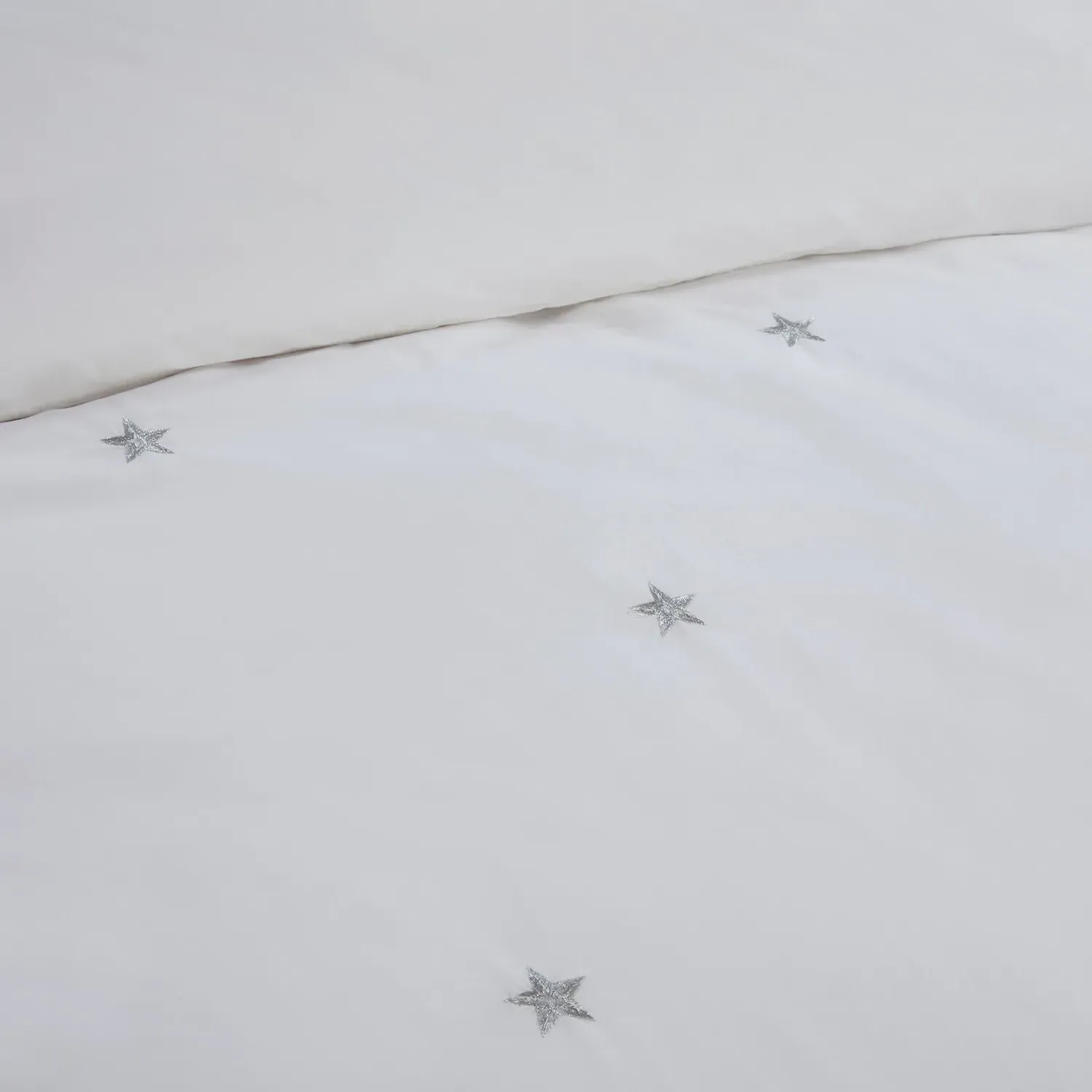 Stars Super King Duvet Cover and Pillowcase Set - White, Cotton