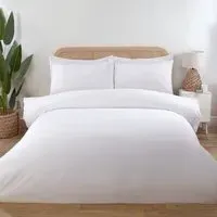 Super King Bamboo Cotton Duvet Cover Set - White
