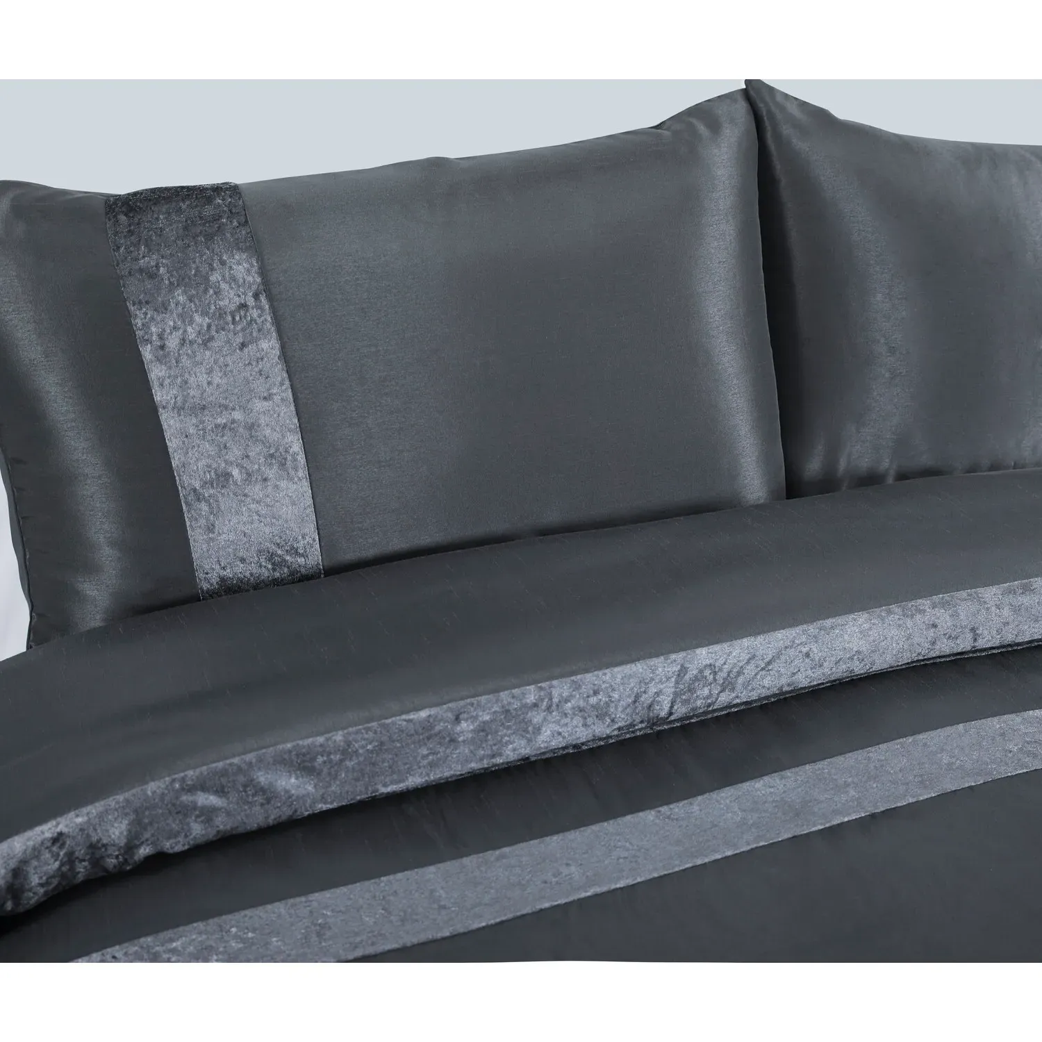 Super King Duvet Cover Set with Pillowcases - Charcoal, Velvet