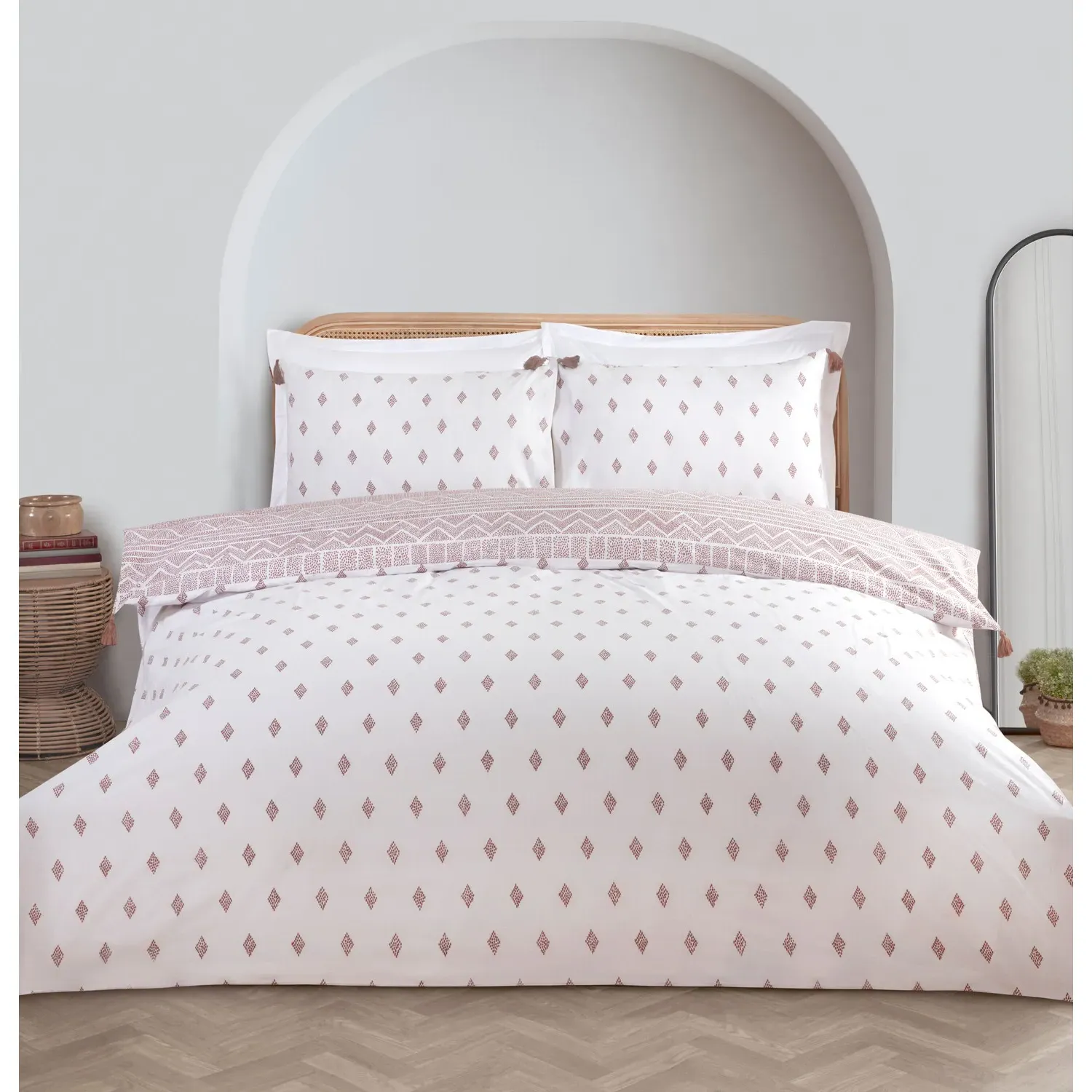 Talia Double Duvet Cover and Pillowcase Set - Rust