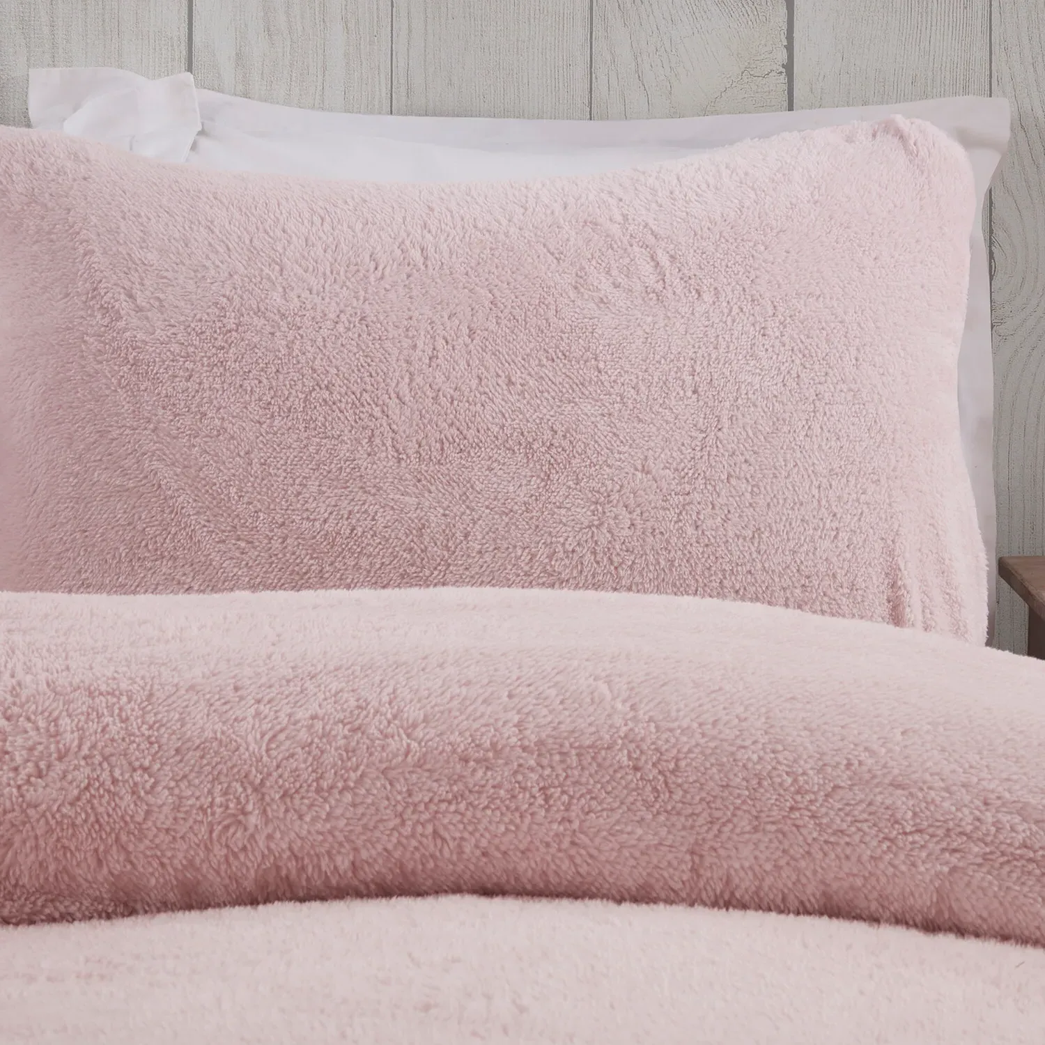 Teddy Fleece King Size Duvet Set - Blush