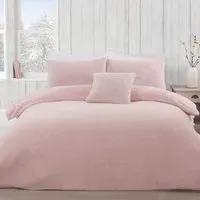 Teddy Fleece King Size Duvet Set - Blush