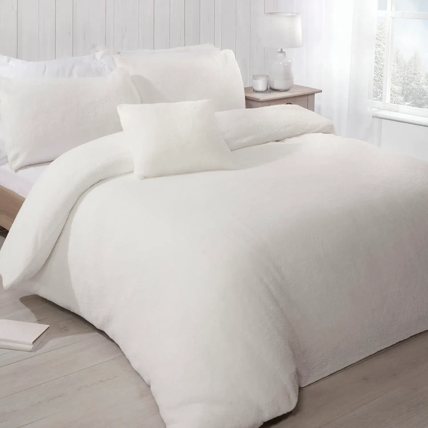 Teddy Fleece King Size Duvet Set - Ivory