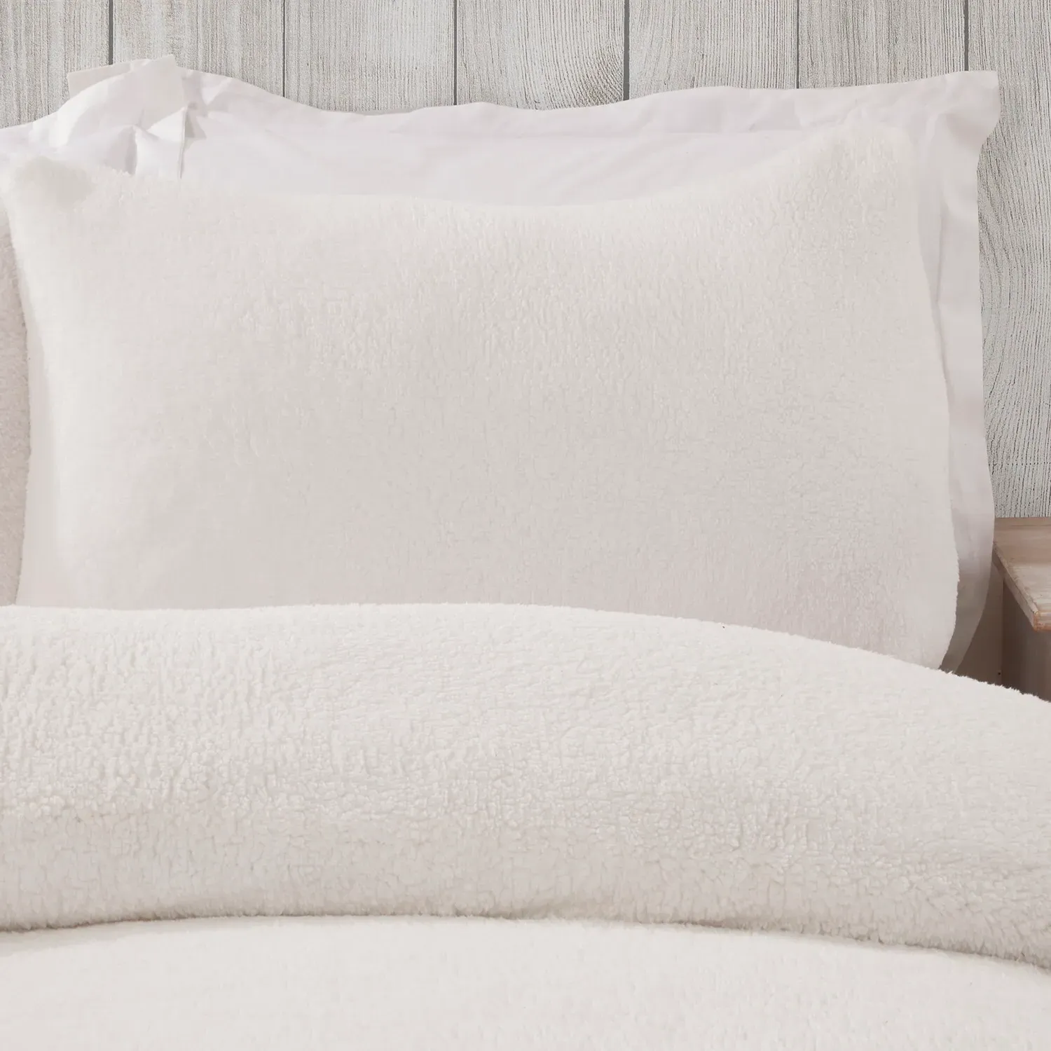 Teddy Fleece King Size Duvet Set - Ivory