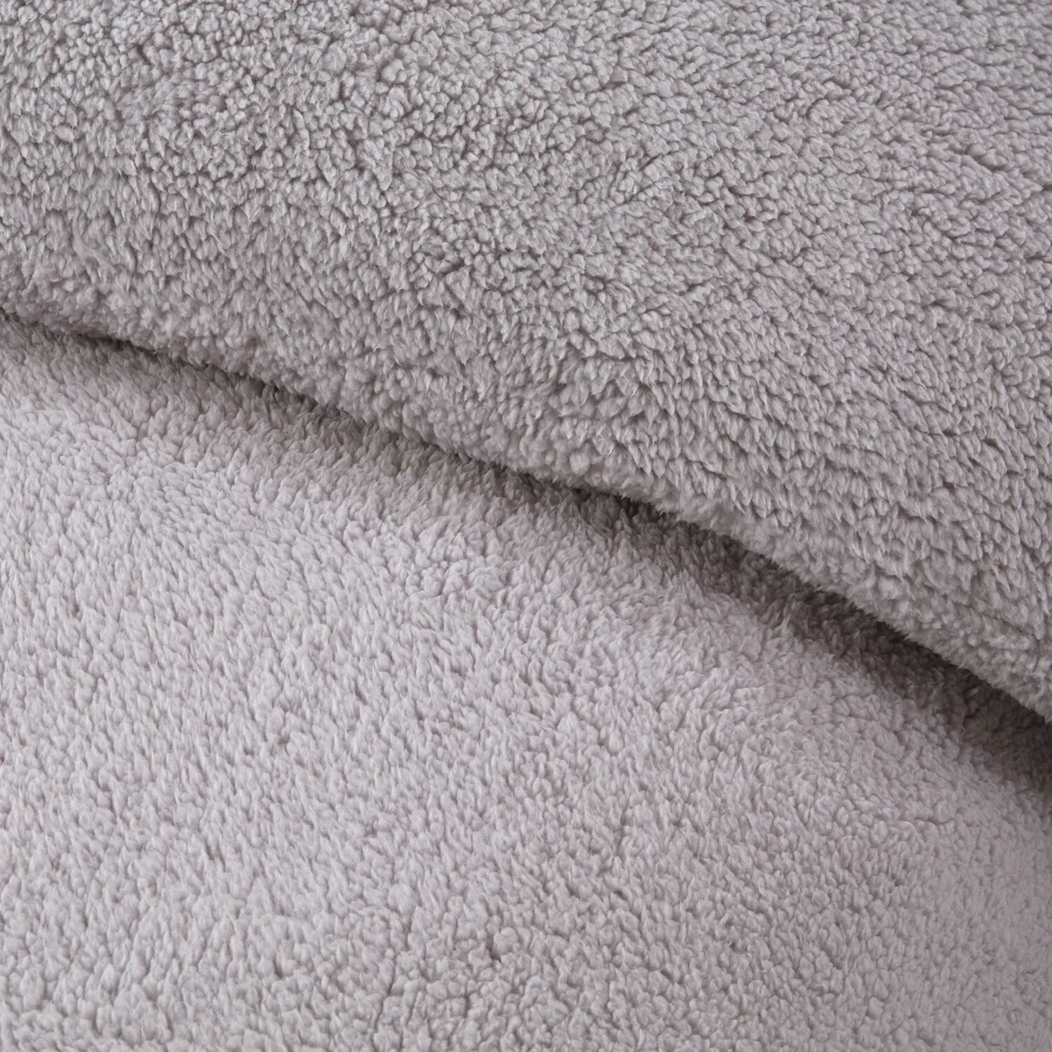 Teddy Fleece Single Duvet Set - Silver