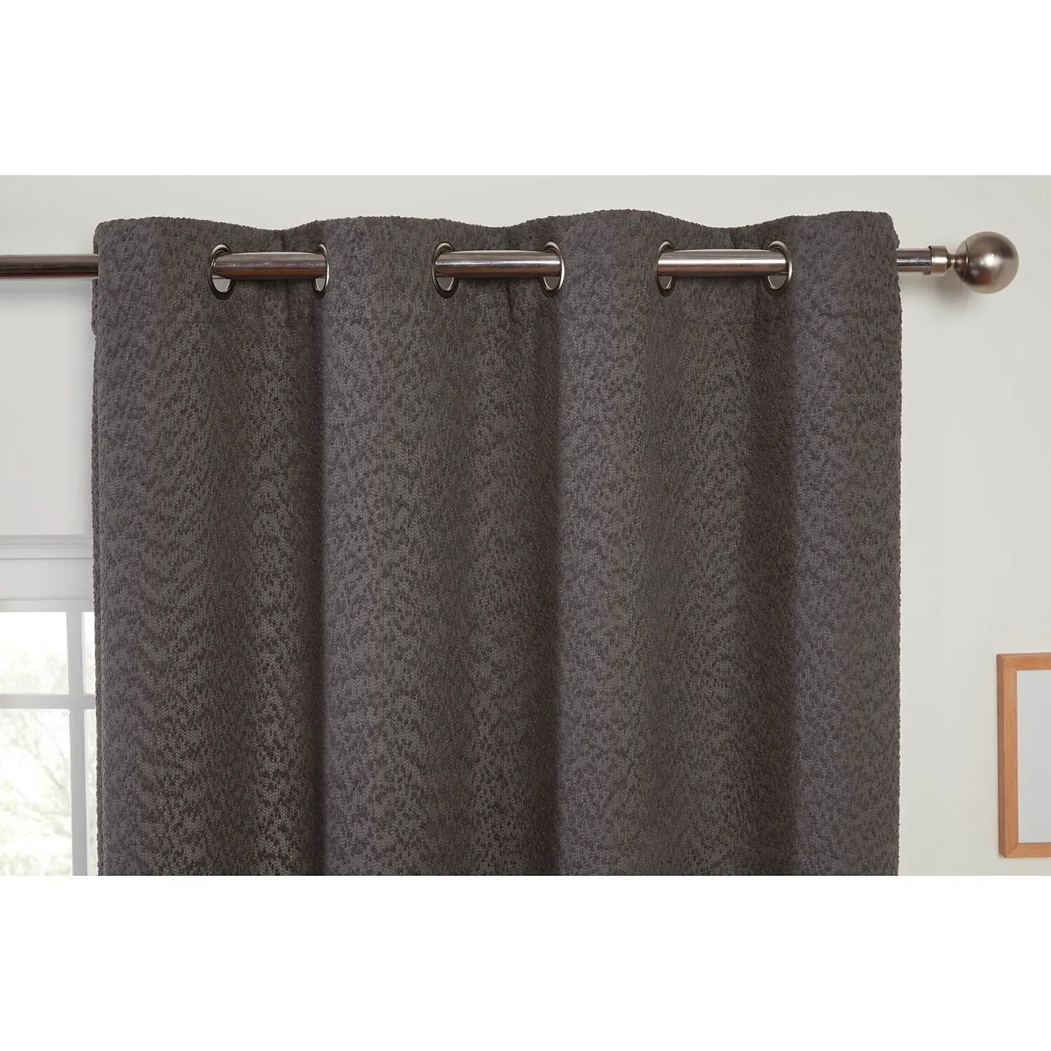Toronto Boucle Curtain Panel - Charcoal