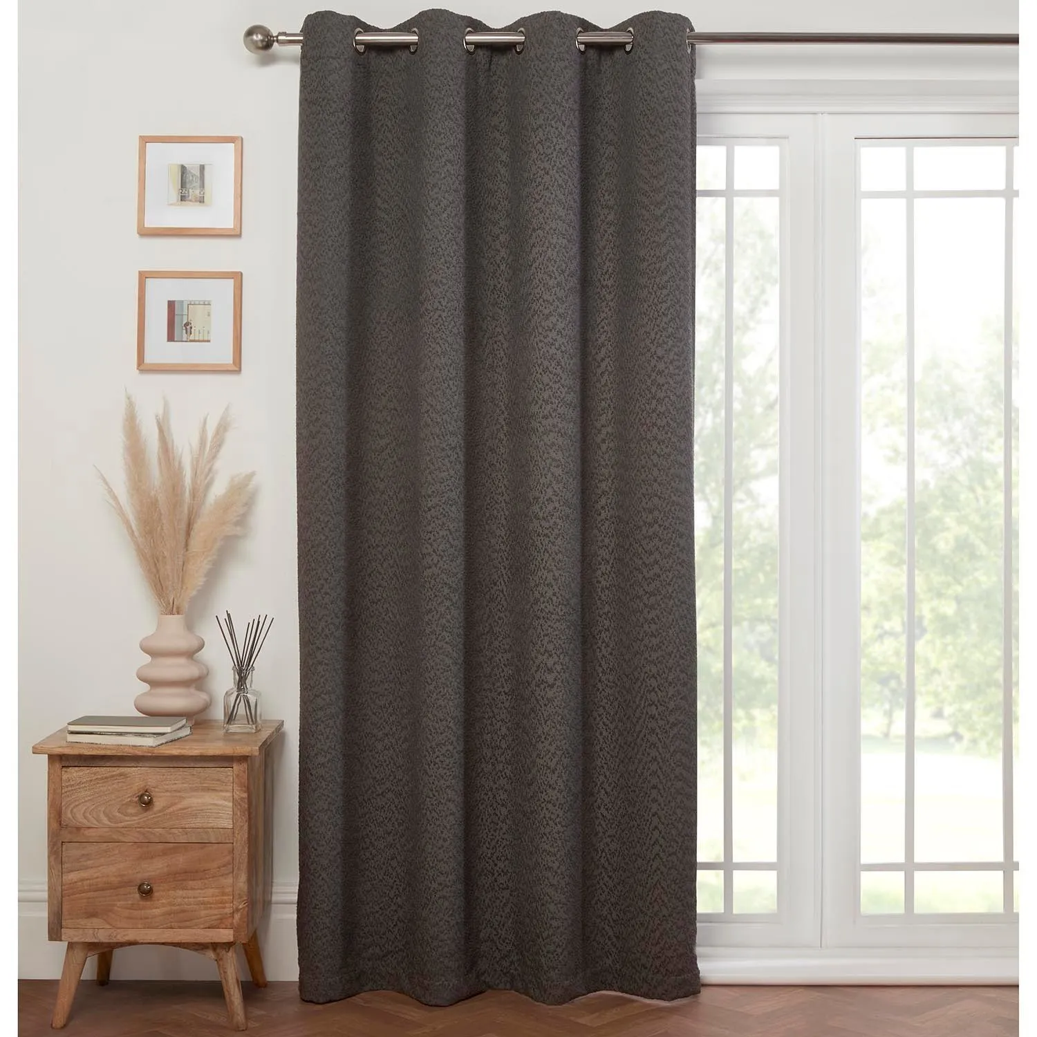 Toronto Boucle Curtain Panel - Charcoal image