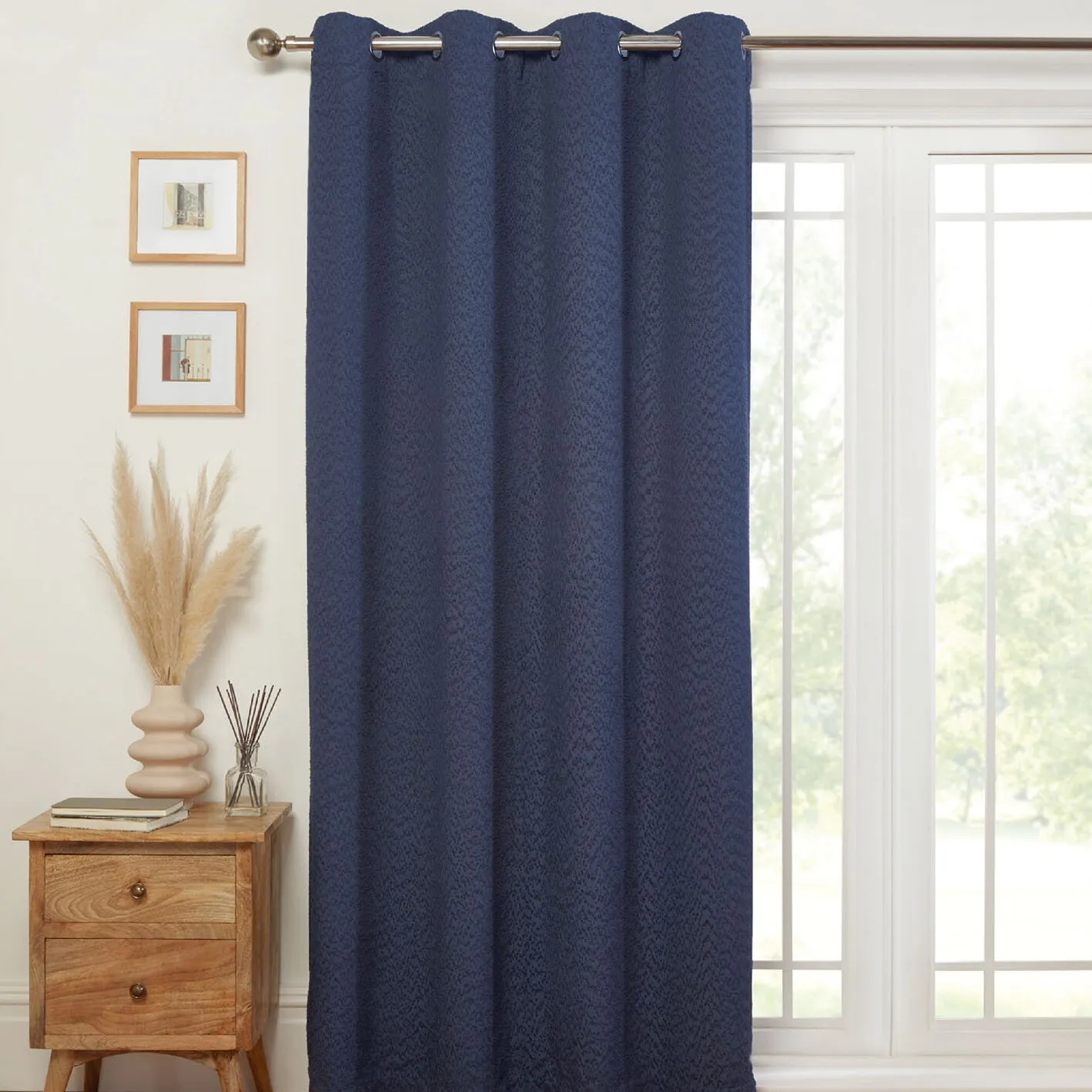 Toronto Boucle Curtain Panel - Navy