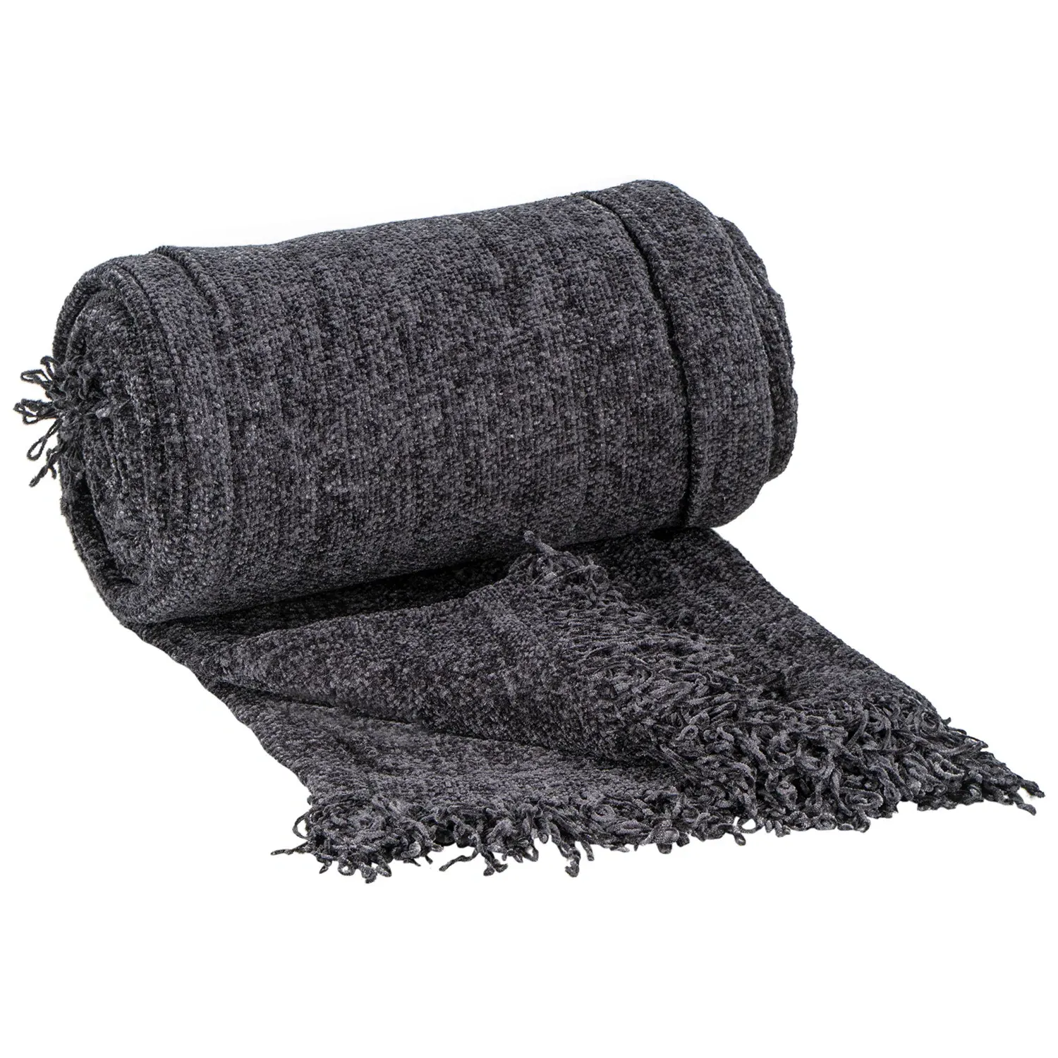 Trafalgar Chenille Throw with Shimmer Effect - Charcoal