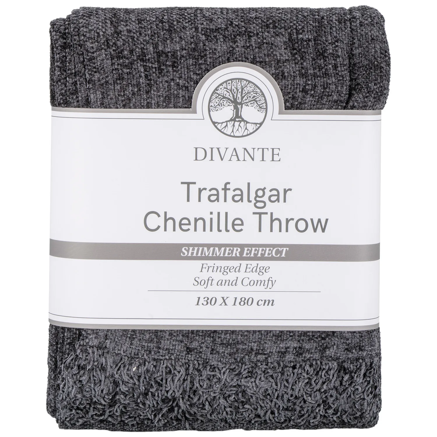 Trafalgar Chenille Throw with Shimmer Effect - Charcoal image