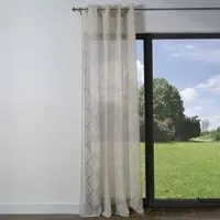 Trinity Geometric Eyelet Voile Curtain - Stone