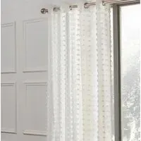 Tufted Panel Eyelet Curtain - White